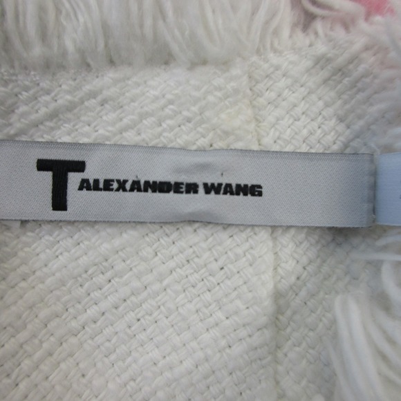 T Alexander Wang Fringe Sleeveless Top Women 2 White Burlap Cotton Textured 180 - Picture 3 of 10
